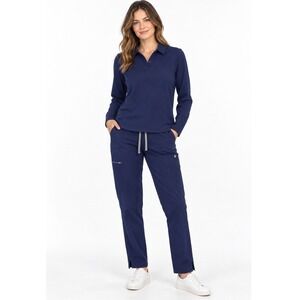 FIGS Navy Blue Technical Collection Scrub Set Long Sleeve Top Cargo Pants XS
